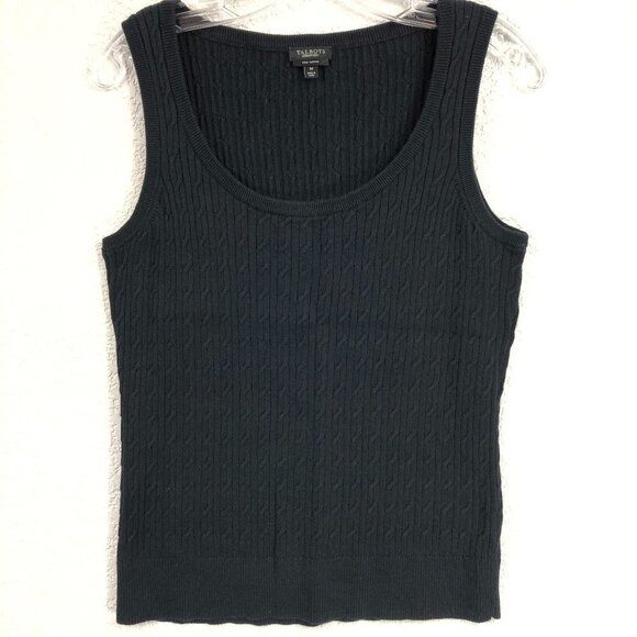Talbots Black Swank Sweater Tank Top Pima Cotton Size Medium - Picture 1 of 6